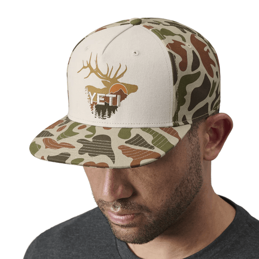 Yeti Sunrise Elk Tan/Brown Camo 5 Panel Flat Brim Hat - BBQ Land