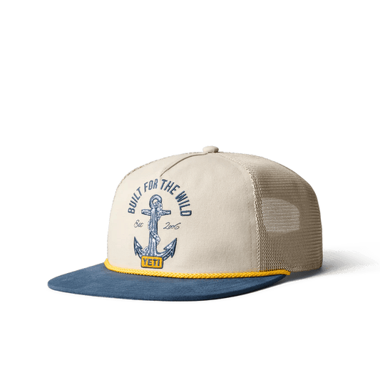 Yeti Tan/Navy Open Seas Rope Flat Brim Hat - BBQ Land