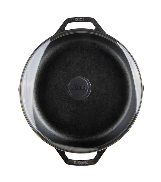 Lodge 12 Inch Everyday Cast Iron Chef Pan with Glass Lid