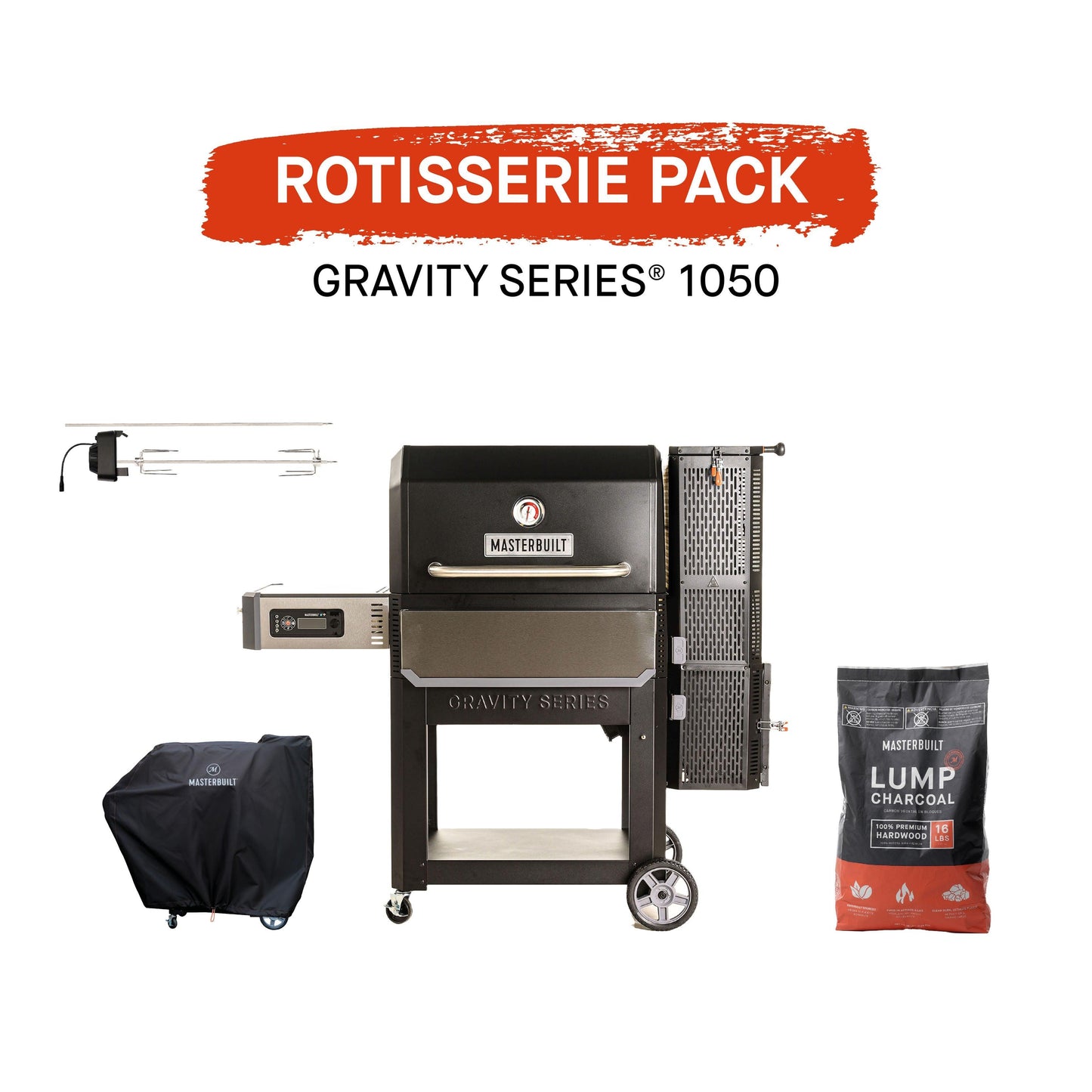 Masterbuilt 1050 GravityFed Charcoal BBQ with Rotisserie Pack - BBQ Land
