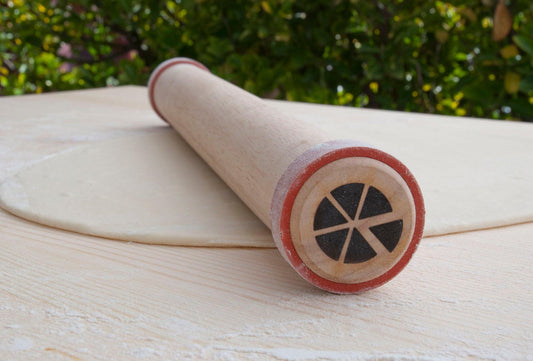 Pizzacraft PC0412 Wood Rolling Pin with Silicone Dough Rings