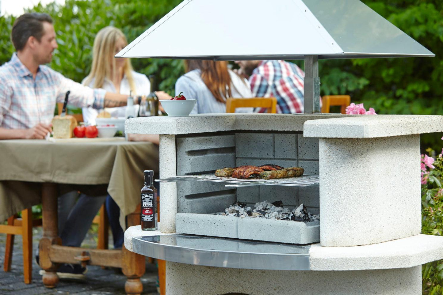 Buschbeck Venedig Masonry Barbecue with Stainless Steel Hood - BBQ Land