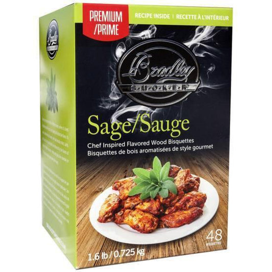 Bradley Smoker Premium Sage Bisquettes x 48 - BBQ Land