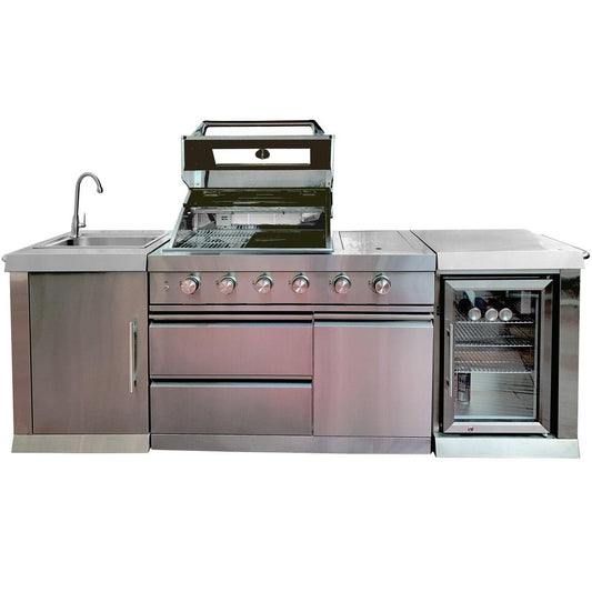 Buschbeck Oxford 4 Burner BBQ Outdoor Kitchen with Fridge and Sink - BBQ Land